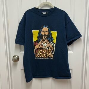 Threadheads JESUS LOVES‎ YOU T-SHIRT - size Large